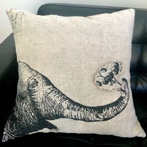 Elephant Flowers Pillow Cover 24x24
